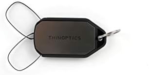 Ключодържател ThinOptics Правоъгълни Очила за четене, Черна Дограма / Сребрист Калъф, Комплект от 2 теми + 1