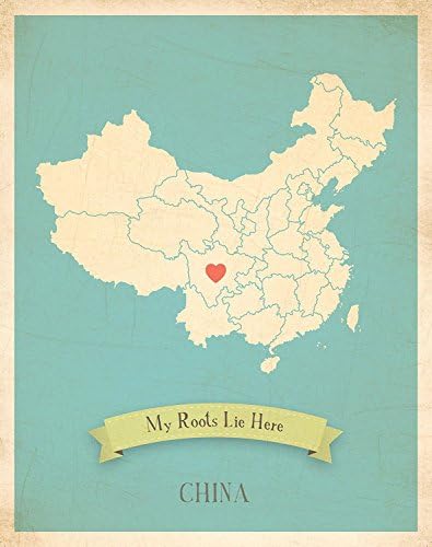 Стенни Карта, Персонални Стенни Карта My Roots Китай С Принтом 05x07 Инча, Детска Стенни Карта Порцелан, монтиран