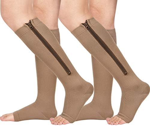 2 Чифта Компрессионных Чорапи с цип за Жени И Мъже, Компресия Чорапи с Отворени пръсти, Удобни