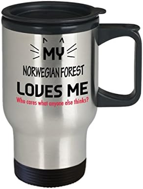 Кафеена чаша за пътуване със забавна котка - Подаръци за любителите на котки - Ми Норвежки гори ме обича. На кой му пука, какво мислят Другите?