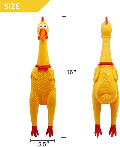 Новост, Устанавливающая Допълнително натоварване на Пищащего Гумен Пиле - Голям 16 Жълто Сжимаемый Пищащий и