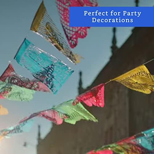 Банери за мексикански партита (2 опаковки по 10 многоцветни пластмасови флагчета на банер) - Украса за парти