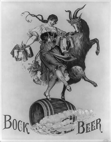 Снимка на исторически находки: Фотография за реклама на бира Bock,c1883,Кози, Буфетчица, F. A. K. Bier Liessel