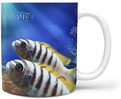 Бяла чаша с шарени Риби-Цихлидите Афра 360