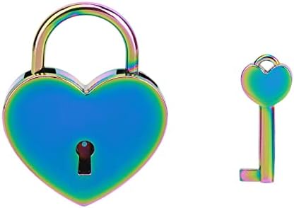 VeYocilk Голям Размер Цветни Замък във формата на Сърце с Ключ за подарък Кутия за Бижута, Дневник, чанти, козметични
