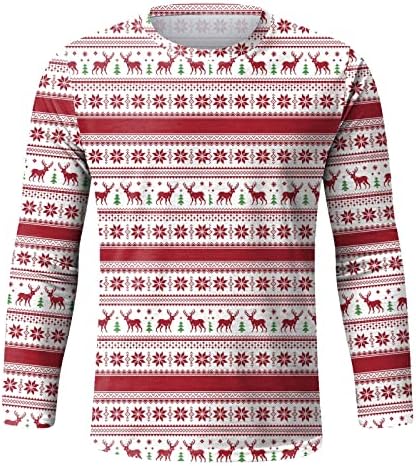 Мъжки тениски ZDDO Коледа Soldier с дълъг ръкав, тениски с принтом на коледните елени и снежинки за тренировки,