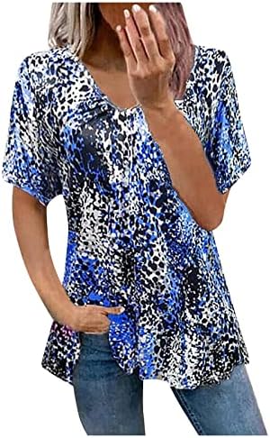 Блузи за Жени, Тениска с V-образно деколте и къс ръкав, Риза с принтом Тай Боядисват Lepoard Лятна Мода Ежедневна