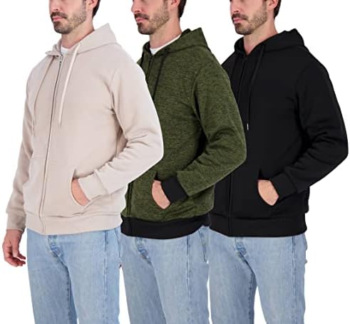 3 Опаковка: Мъжки Руното hoody с дълъг ръкав с цип - Спортна hoody-яке (на разположение в големи и високи размери)