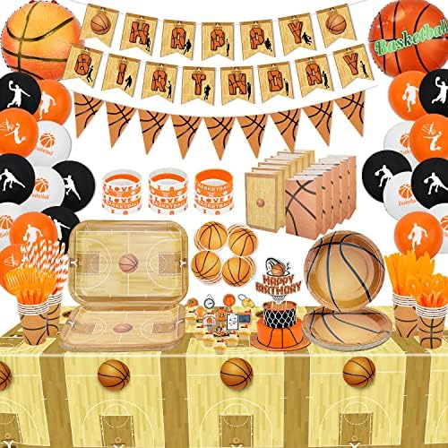 Украса за баскетбол за Рожден Ден - Включително и Силиконови Гривни, Чанти, Чинии, Чаши, Салфетки, прибори,
