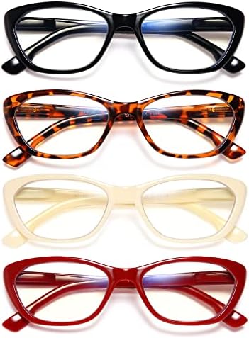 4 Опаковки Очила за четене Котешко око, Нападение от Синя Светлина, от YTDBNS, Леки Компютърни Ридеры за Жени,