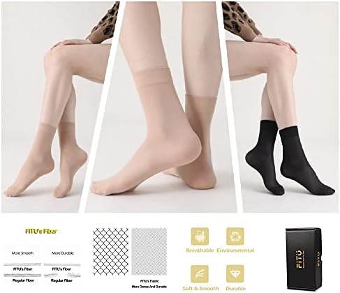 Дамски 10-24 отношение FITU (в кутия за подарък) Прозрачни Найлонови чорапи до щиколоток От Мек Плътен трикотаж