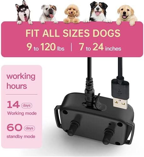 Акумулаторна лаещ нашийник за кучета - Ударни нашийник със звуков сигнал, вибрации и статични режими за малки,