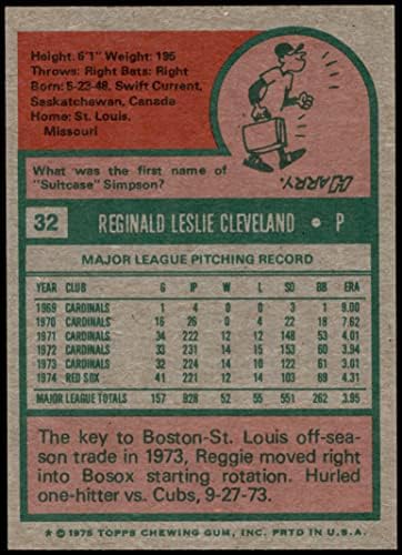 1975 Топпс 32 Реджи Кливланд, Бостън Ред Сокс (бейзболна картичка) NM/MT Red Sox