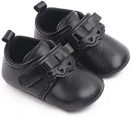 Обувки за малки момичета с цветя модел, Модел обувки Mary Jane, Балетные обувки без закопчалка, Обувки за бебета (Черен, 6-12 месеца)