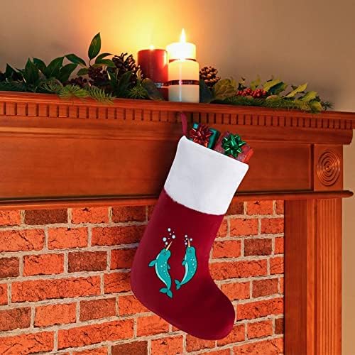 Нарвал Коледен Отглеждане на Коледна Елха Манто Окачени Чорапи с Къси Плюшени Белезници Украса за Дома Празнични