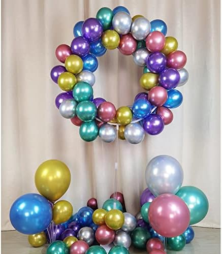 ANAHAT 12 инча Метални Разнообразни Балони за партита 100 бр. Дебели Латекс Хромирани балони за Рожден Ден,