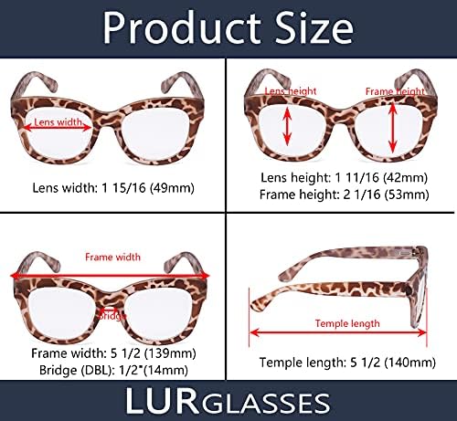 Очила за четене LUR за жени - 5 опаковки големи Ридеров +1.50