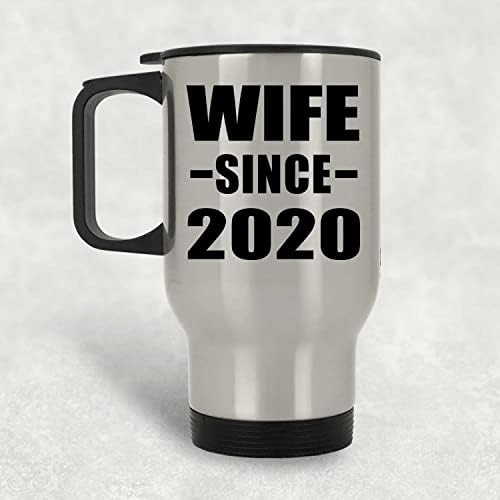 Designsify Wife С 2020 г., Сребърна Пътна Чаша 14 грама, на Изолиран Чаша от Неръждаема Стомана, Подаръци за