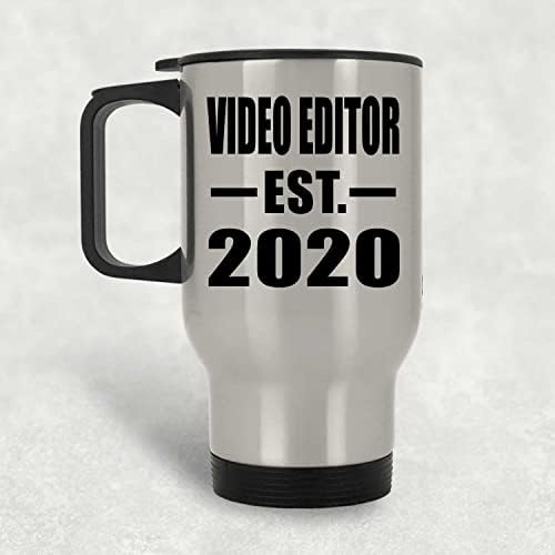 Видеоредактор Designsify Създаден през 2020 г., Сребърна Пътна Чаша 14 грама, на Изолиран Чаша от неръждаема