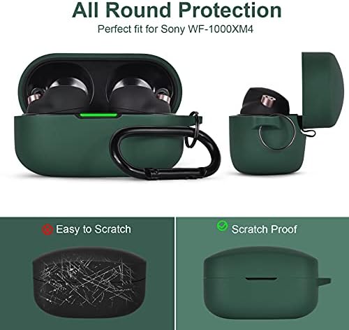 Калъф AIRSPO, Съвместим със силиконов Защитен калъф Sony WF-1000XM4 за безжични слушалки Sony (Тъмно зелен)