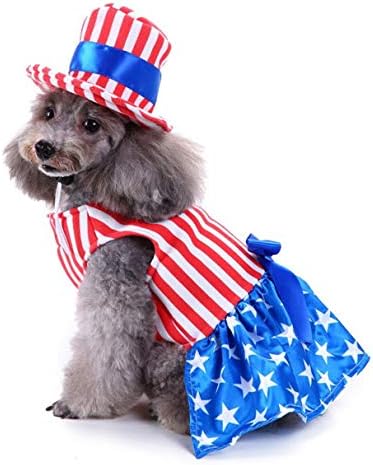 Рокля за кучета Гейбфиш 4 юли, Костюм Чичо Сам за Домашни любимци, Дрехи за котки в Деня на Независимостта,