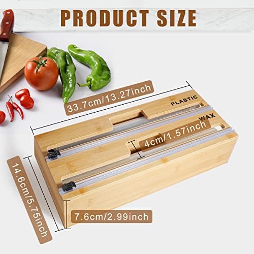 Диспенсер за бамбукова фолио и полиетиленово фолио, Adv-one с прибиращ нож и етикети, Кухненски кутия за алуминиево