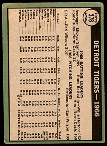 1967 Topps 378 Тайгърс Екипът на Детройт Тайгърс (Бейзболна картичка) ЛОШ тигри