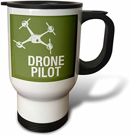 3D Чаша за пътуване Голям зелен безпилотен самолет с пилот БЛА, 14 грама, Многоцветен