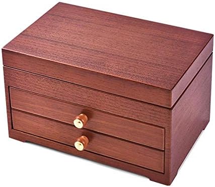 Кутии за бижута Ковчег за Бижута, Дървена Витрина Триетажен Голям Капацитет, с Огледален Кадифе Универсална
