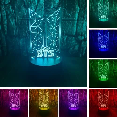 Xitigogo Kpop BTS Bangtan Boys 3D led нощна светлина с Оптична Илюзия Сън с Дистанционно Управление 16 Цвята