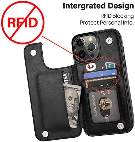 Cardpakee за iPhone 13 Pro Max Калъф-портфейл с държач за карти, Калъф-поставка от изкуствена кожа с Отделения за карти, Ръчно изработени RFID Блокиране на Magnetic устойчив на удари ?