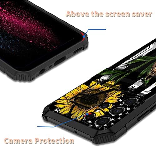 BWEGRHE Дизайн един конете слънчоглед за Galaxy S22 Ultra, Вградени Подвижни Държач за карти, една Чанта-портфейл