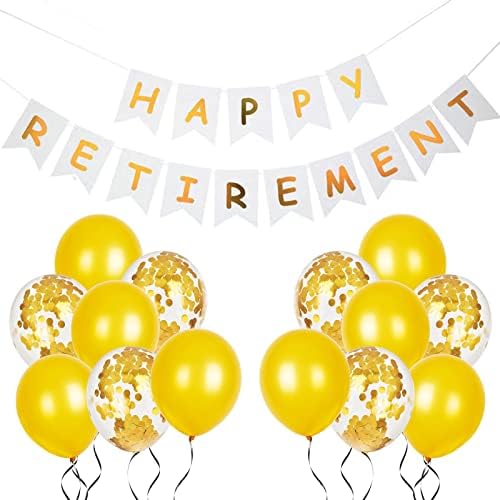 Hinggif пенсиониране декорации за партита, за мъже, жени,с пенсионирането на банер злато конфети латексови балони