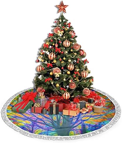 Дъга Дървото на Живота, Пола, за Елхи, Подложка за Поли под формата на Елхи с Четка за Празничен Декор на Сватбени