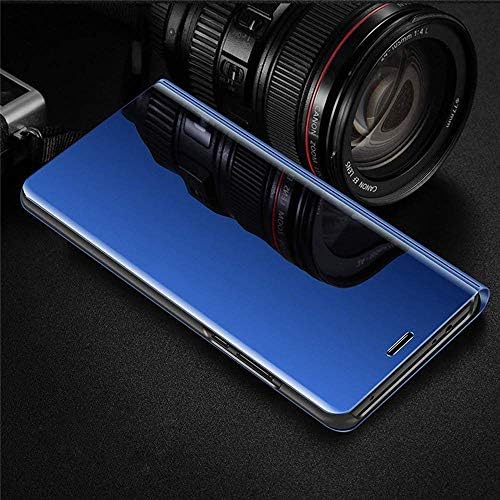 LEMAXELERS е Съвместим с Galaxy S23 Case Тънък Огледален дизайн Clear View Flip Bookstyle Ультратонкая Защитната обвивка със стойка Защитен калъф за Samsung Galaxy S23 5G Mirror ПУ ПУ Blue