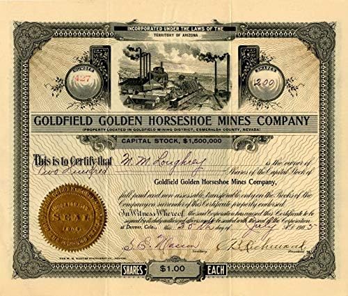Goldfield Golden Horseshoe Mines Co. - Склад за сертификат