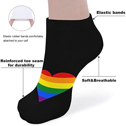 ЛГБТ Сърцето Забавни Чорапи За Бягане на Щиколотках Спортни Чорапи Без Показване С Подплата за Мъже И Жени