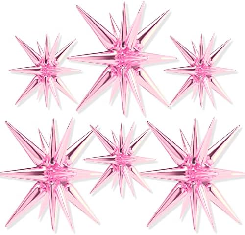 Балони от фолио PartyWoo Pink Star 6 бр. и Украса за Рожден Ден под формата на Еднорог 200 + бр.