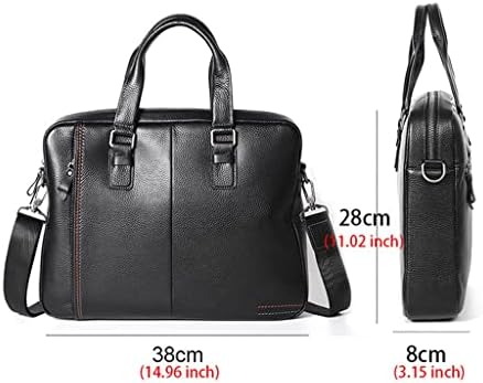 DOUBA Портфейл от Естествена Кожа, чанта за лаптоп, офис чанта за Мъже, Портфейли, голяма чанта от телешка кожа, бизнес (Цвят: черен размер: както е показано на фигурата)