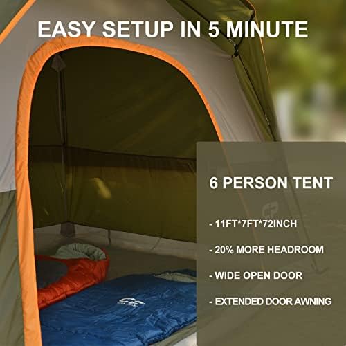 Къмпинг палатки CAMPROS CP Tent за 6 Души, Водоустойчив Ветрозащитная Семейна Куполна палатка с Дождевиком,