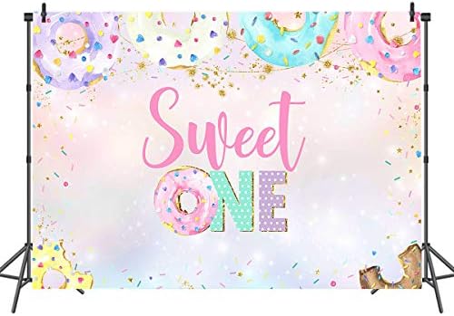 Mocsicka Sweet Donut Grow Up Снимки Декори Момиче Принцеса С 1 м, честит Рожден Ден Украса Винил Блестящи Понички Тема Душата на Детето Торта Маса Фотобудка Подпори (7x5 фута)