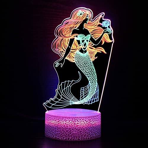 3D Иллюзионная Лампа Русалка лека нощ Оптичен Креативен Подарък Визуална Лампа Динамичен Сензорен Led Трицветна