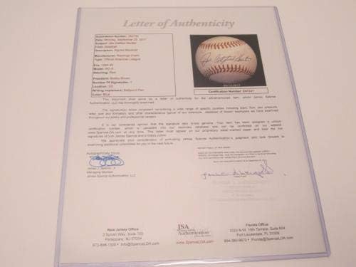 Джим Kolega Хънтър Oakland Athletics с автограф OAL baseball JSA LOA - Бейзболни топки с автографи