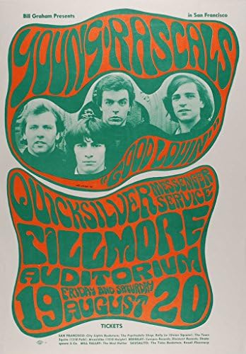 Плакат за концерт Young Rascals 1966, Филмор Auditorium*В отлично състояние* (BG-24)
