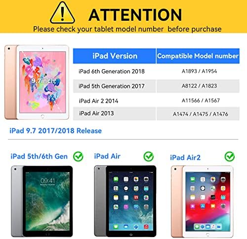Детски калъф SIMPLEWAY за iPad 9.7 6-ти / 5-то поколение 2017/2018, Лек, Удароустойчив, Здрав, Защитени от деца, Сгъваем, със сгъваща се дръжка, Детски калъф за iPad 6-ти / 5-то поколение,