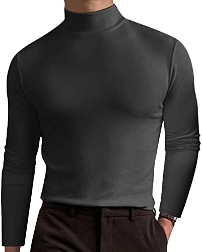NQyIOS/ Мъжки Основни Блузи с дълъг ръкав, Имитация на Turtlenecks, Всекидневни Пуловер, Тениска, Приталенная