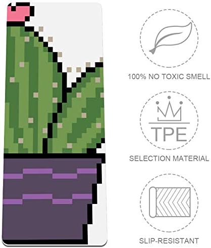 TIZORAX Pixel Art Кактус Сгъваем Фитнес Подложка За Упражнения килимче за Йога Нескользящий За Отслабване Водоустойчив