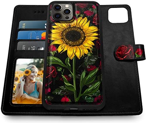 Калъф Shields Up за iPhone 13 Pro Max, [Подвижни] Магнитен калъф-портфейл с държач за карти и каишка за момичета