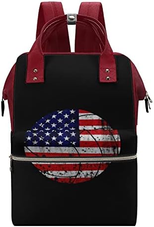 Флаг на САЩ по Волейбол Чанта За Памперси Раница Водоустойчива Чанта За Майките Раница с Голям Капацитет