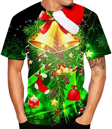Мъжки Коледни тениски WOCACHI с къс ръкав, забавни Коледни тениски с кръгло деколте и принтом Дядо Коледа, тренировочная